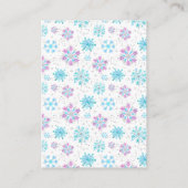 Paarse en blauwe sneeuwvlokken Winter Display Show Informatiekaartje (Achterkant)