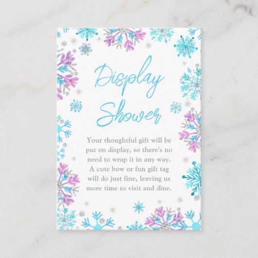 Paarse en blauwe sneeuwvlokken Winter Display Show Informatiekaartje (Voorkant)