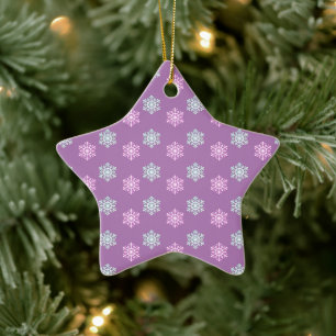 Paarse en blauwe sneeuwvlokken winter/Kerstmis ker Keramisch Ornament