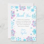 Paarse en blauwe sneeuwvlokken Winter Verjaardagsf Bedankkaart (Voorkant)