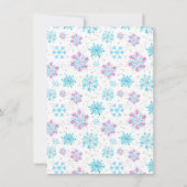 Paarse en blauwe sneeuwvlokken WinterBaby shower Bedankkaart (Achterkant)