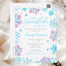 Paarse en blauwe sneeuwvlokken WinterBaby shower