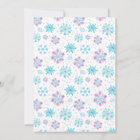 Paarse en blauwe sneeuwvlokken WinterBaby shower Kaart (Achterkant)