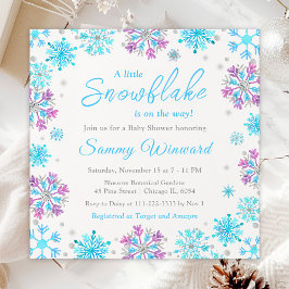 Paarse en blauwe sneeuwvlokken WinterBaby shower Kaart
