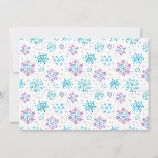 Paarse en blauwe sneeuwvlokken WinterBaby shower Kaart (Achterkant)