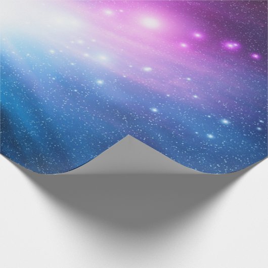Paarse en blauwe Space Galaxy Sky Wrapping Papier (Hoek)
