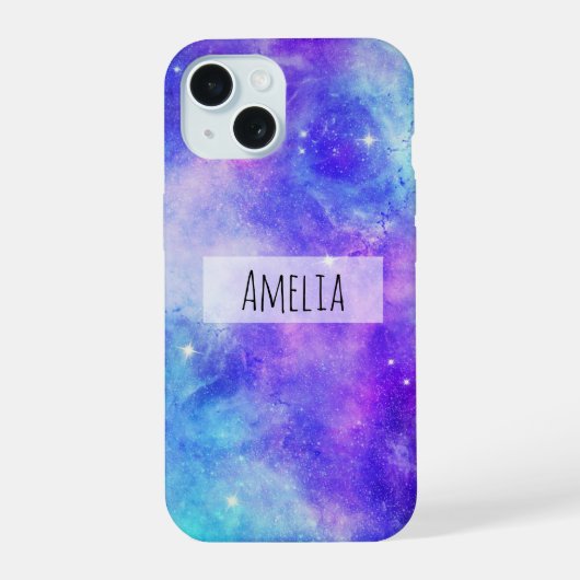 Paarse en Blauwe Sterrenstelsel Ruimte Abstract iPhone 15 Case (Achterkant)