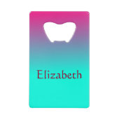 Paarse en blauwe stralende schoonheid creditkaart flessenopener (Voorkant)