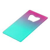 Paarse en blauwe stralende schoonheid creditkaart flessenopener (Achterkant Gekanteld)