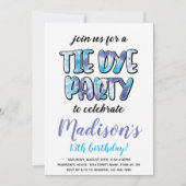 Paarse en blauwe tie Dye Birthday Party, elke leef Kaart (Voorkant)