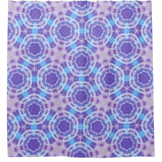Paarse en Blauwe Tie Dye Pattern Douchegordijn (Voorkant)