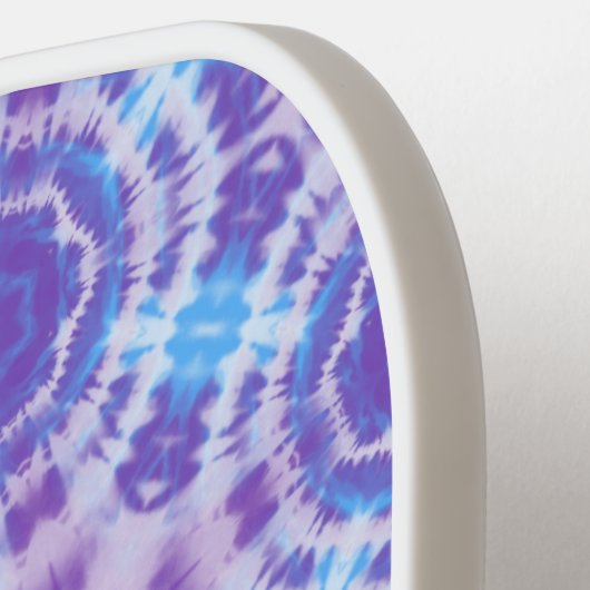 Paarse en Blauwe Tie Dye Pattern Pickleball Paddle (Links Detail)