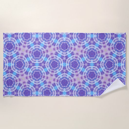Paarse en Blauwe Tie Dye Pattern Strandlaken (Voorkant)