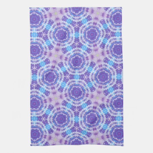 Paarse en Blauwe Tie Dye Pattern Theedoek (Verticaal)