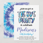 Paarse en blauwe Tie Dye verjaardagsfeestje, elke  Kaart (Voorkant / Achterkant)