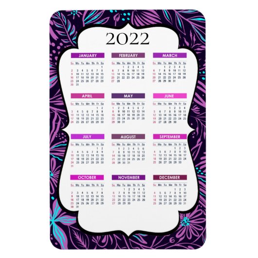 Paarse en blauwe tropische bladeren | Agenda 2022 Magneet (Verticaal)