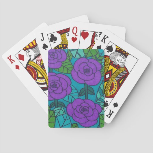 Paarse en blauwe tuinscène pokerkaarten (Achterkant)