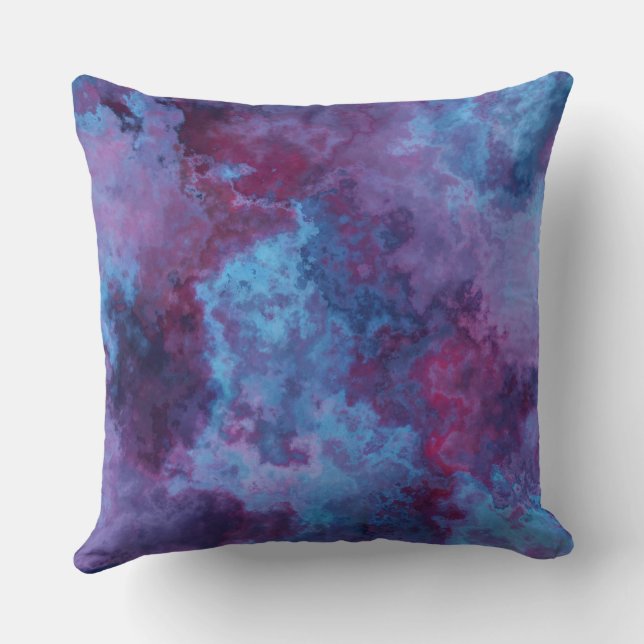paarse en blauwe turquoise Marmer abstract Kussen (Achterkant)
