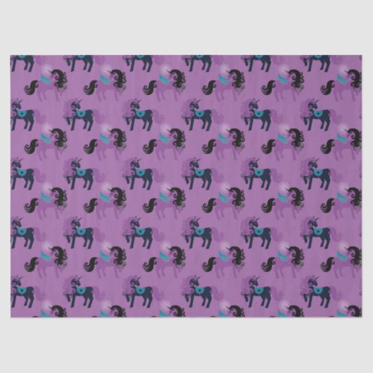 Paarse en blauwe Unicorns op de ontkoppeling van l Tissuepapier (Voorkant)