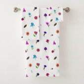 Paarse en blauwe ventilatorafdrukken, modern Flora Bad Handdoek (Insitu)