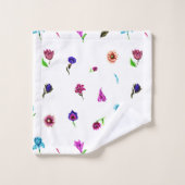 Paarse en blauwe ventilatorafdrukken, modern Flora Bad Handdoek (Wasdoekje)