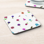 Paarse en blauwe ventilatorafdrukken, modern Flora Bier Onderzetter (Linkerzijde)