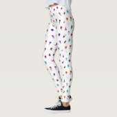 Paarse en blauwe ventilatorafdrukken, modern Flora Leggings (Links)
