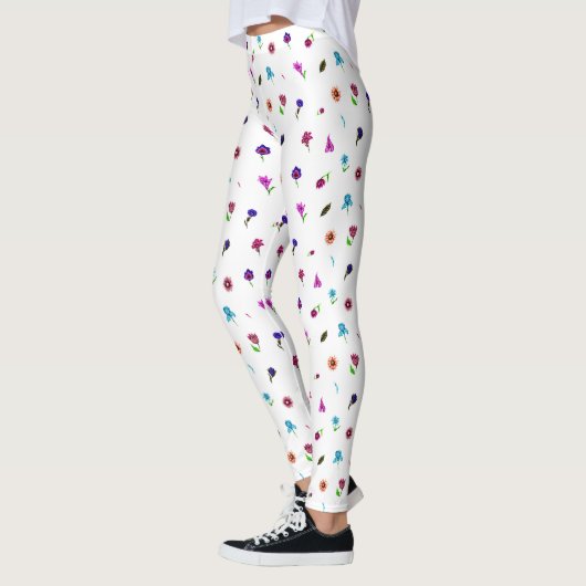 Paarse en blauwe ventilatorafdrukken, modern Flora Leggings (Links)