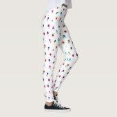 Paarse en blauwe ventilatorafdrukken, modern Flora Leggings (Rechts)