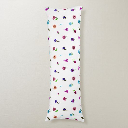 Paarse en blauwe ventilatorafdrukken, modern Flora Lichaamskussen (Voorkant Verticaal)