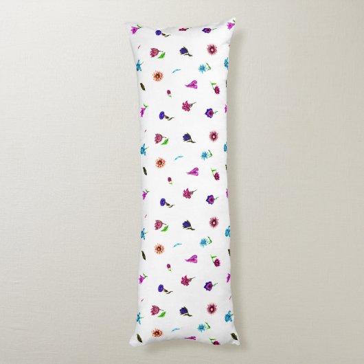 Paarse en blauwe ventilatorafdrukken, modern Flora Lichaamskussen (Achterkant (Verticaal))