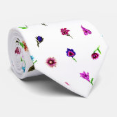 Paarse en blauwe ventilatorafdrukken, modern Flora Stropdas (Opgerold)