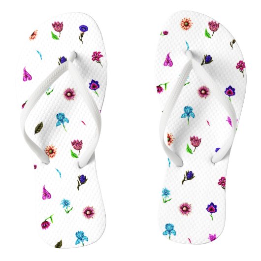 Paarse en blauwe ventilatorafdrukken, modern Flora Teenslippers (Voetbed)