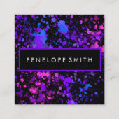 Paarse en blauwe verfplaat vierkante visitekaartje (Voorkant)