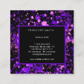 Paarse en blauwe verfplaat vierkante visitekaartje (Achterkant)