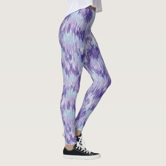 Paarse en Blauwe Verticale Paint Patroon Leggings (Rechts)