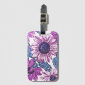 Paarse en blauwe vintage bloemkunst bagagelabel (Voorkant (verticaal))