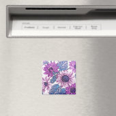 Paarse en blauwe vintage bloemkunst magneet (Insitu (Vaatwasser))