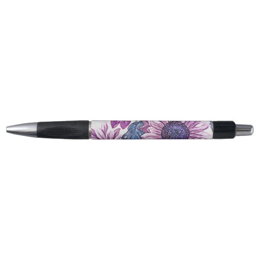 Paarse en blauwe vintage bloempatroon pen (Voorkant)