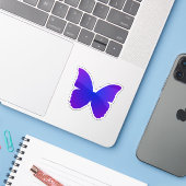 Paarse en Blauwe Vlinder Sticker (Laptop met iPhone)