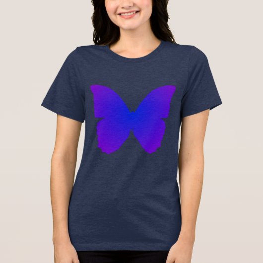 Paarse en Blauwe Vlinder Tri-Blend Shirt (Voorkant)