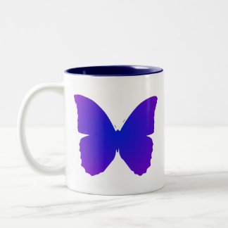 Paarse en Blauwe Vlinder Tweekleurige Koffiemok