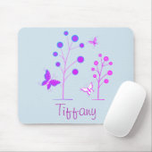 Paarse en blauwe vlinders muismat (Met muis)