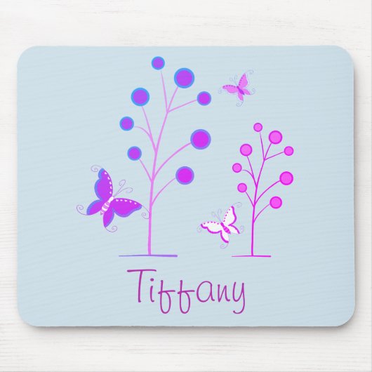 Paarse en blauwe vlinders muismat (Voorkant)