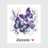 Paarse en blauwe vlindervlinders sticker (Vel)