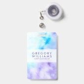 Paarse en Blauwe Vloeibare Kleuren Baground Badge (Front with Retractable)