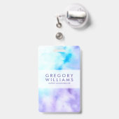 Paarse en Blauwe Vloeibare Kleuren Baground Badge (Back with Retractable)