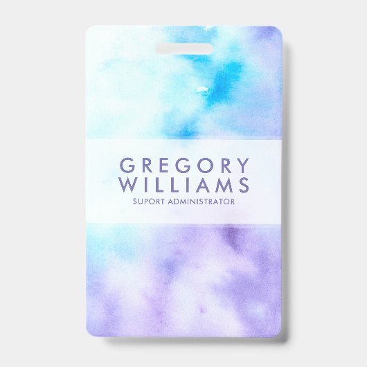 Paarse en Blauwe Vloeibare Kleuren Baground Badge (Front)