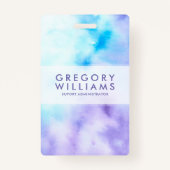 Paarse en Blauwe Vloeibare Kleuren Baground Badge (Achterkant)