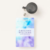 Paarse en Blauwe Vloeibare Kleuren Baground Badge (Voorkant met intrekbare)